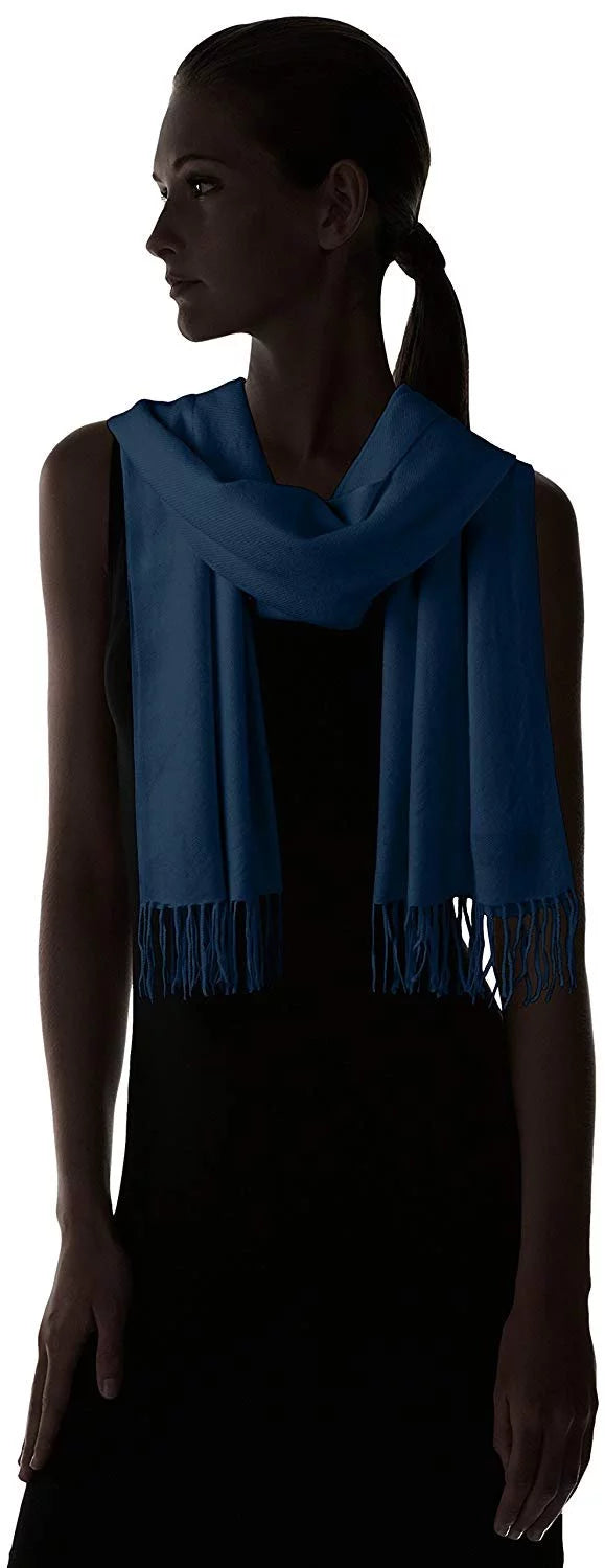 La Fiorentina Female Soft Twill Cashmere Scarf, Navy, One Size