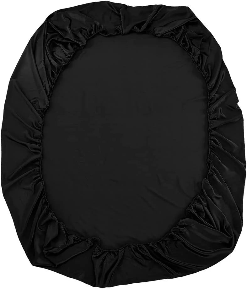HAOFEI Luxury Mulberry Silk Fitted Sheet 19 Momme Seamless, Queen, Black