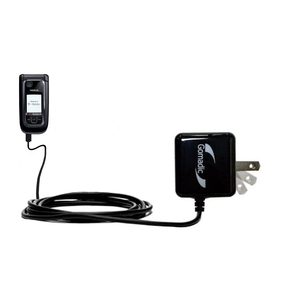Gomadic Intelligent Compact AC Home Wall Charger suitable for the Nokia 6263 6265i 6282 - High output power with a convenient, foldable plug design -