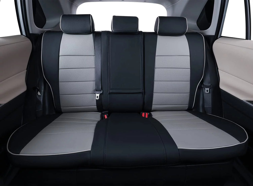 EKR Custom Fit Taos Car Seat Covers for Volkswagen Taos S SE 2022 2023 -Full Set Leather Auto Seat Covers(Black with Gray)