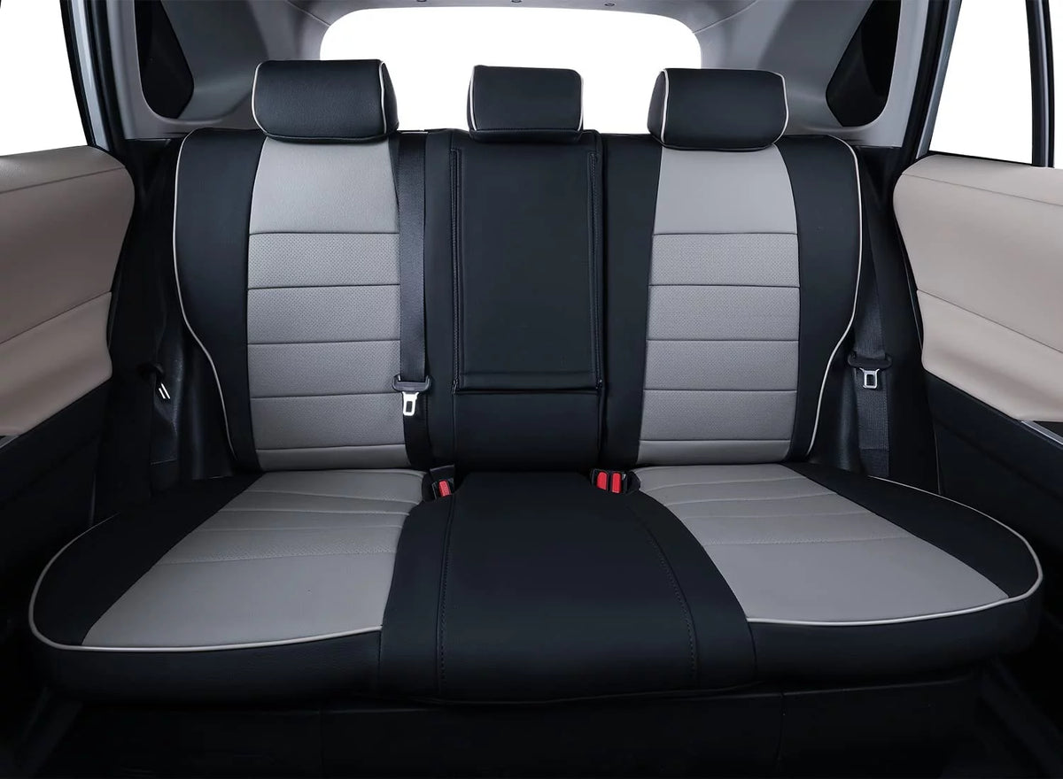 EKR Custom Fit Taos Car Seat Covers for Volkswagen Taos S SE 2022 2023 -Full Set Leather Auto Seat Covers(Black with Gray)