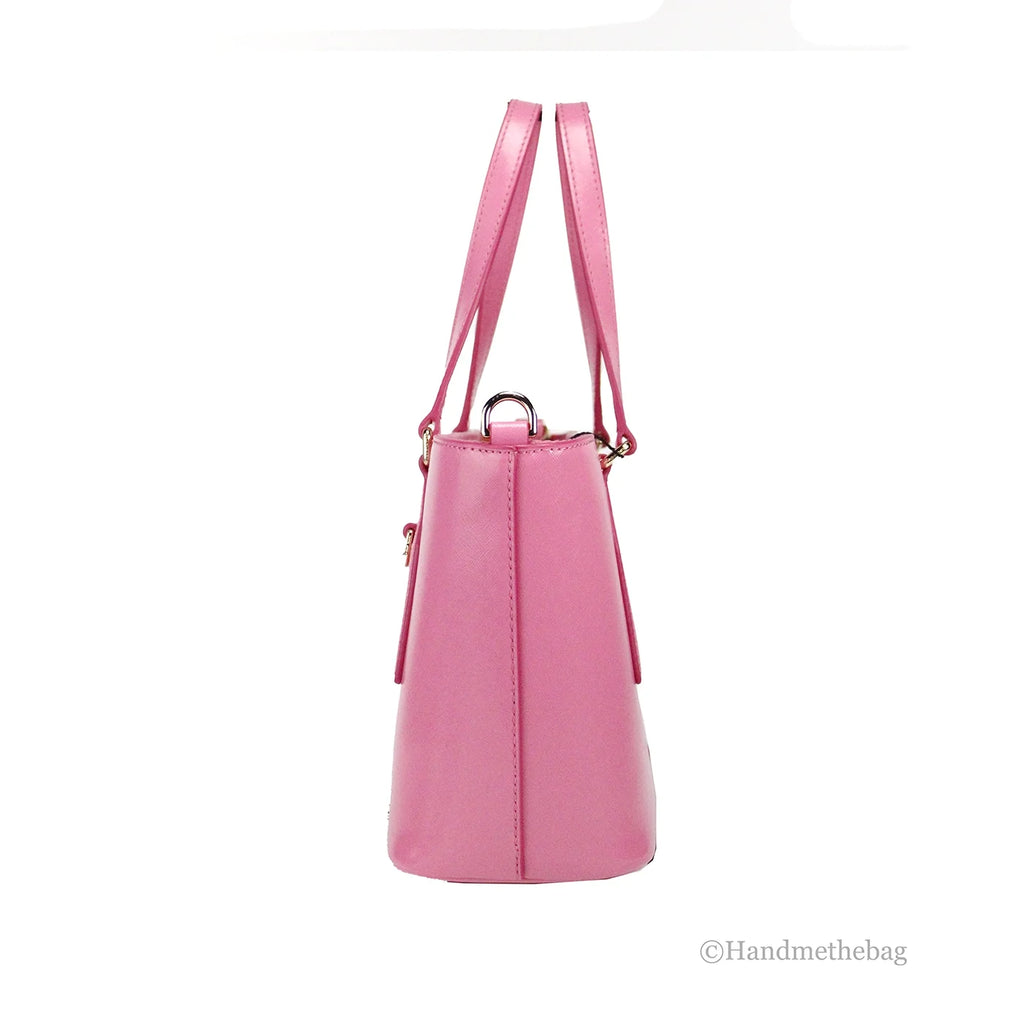 Marc Jacobs Small Candy Pink Saffiano Leather Tote Crossbody Bag