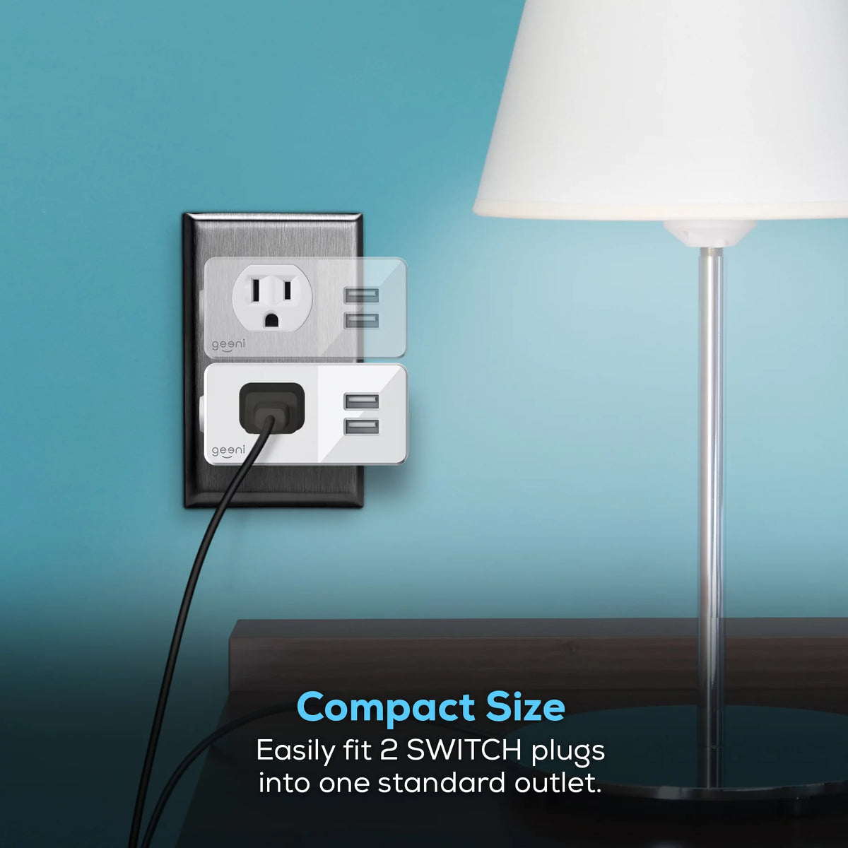 Geeni Switch and Charge Smart Wi-Fi Plug with 2-USB Ports