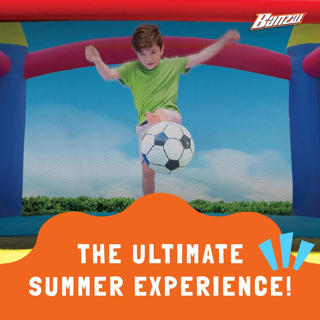 Banzai Slide N’ Fun Complete Bounce House Set with 2 Slides and Air Blower