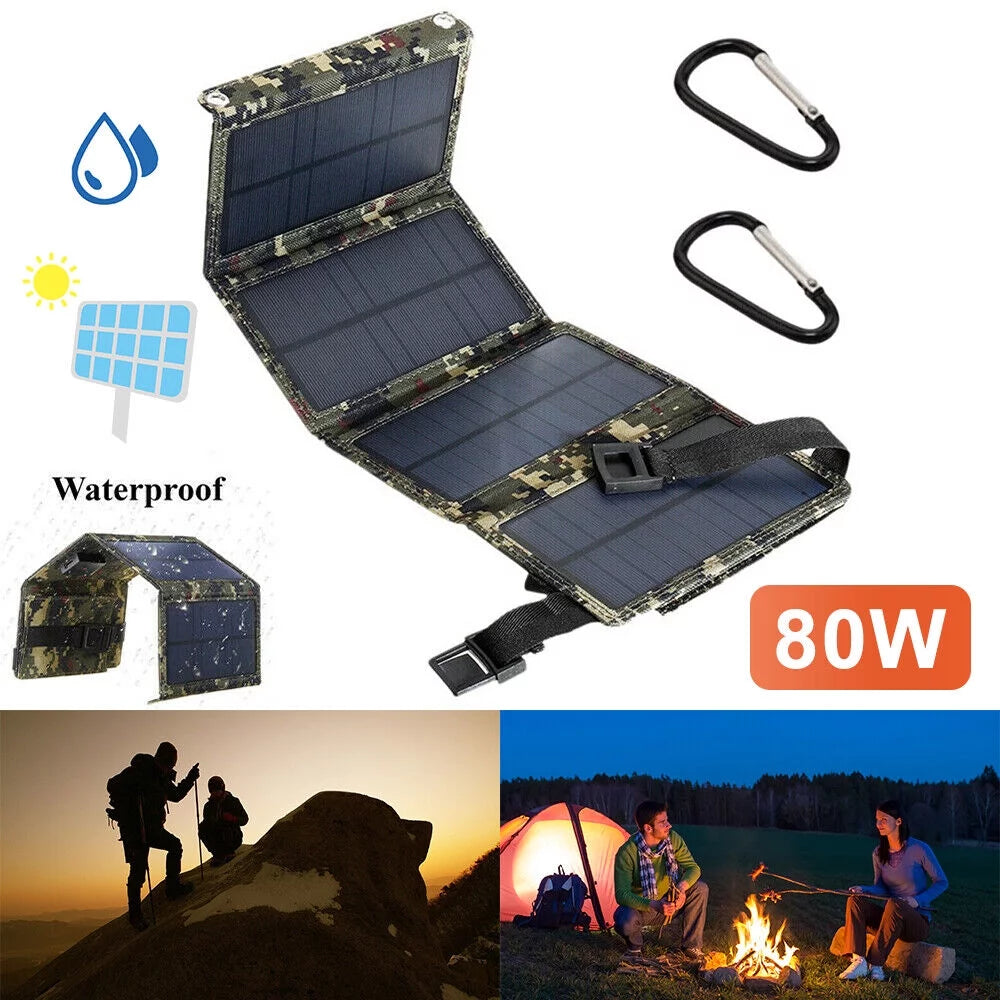 Jahy2Tech Foldable Outdoor 80W USB Solar Panel Portable Phone Charger Camping Hiking Rechargeable Battery High Quality