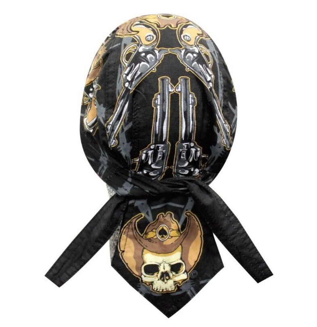 Biker Headwrap Danbanna Deluxe DuRag Cap Doo Rag Bandana Western Desperado Skull