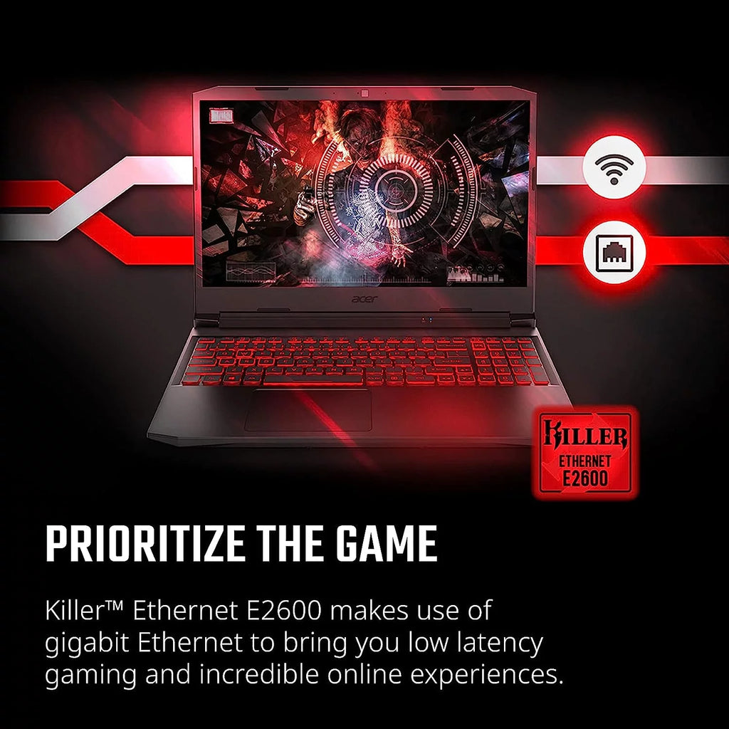 Acer Nitro 5 15.6-Inch 144hz IPS Gaming Laptop + High Quality 6ft HDMI Cable + LCD Screen Cleaner + Wired Stereo Gaming Headset + Gaming Controller- Carbon Black