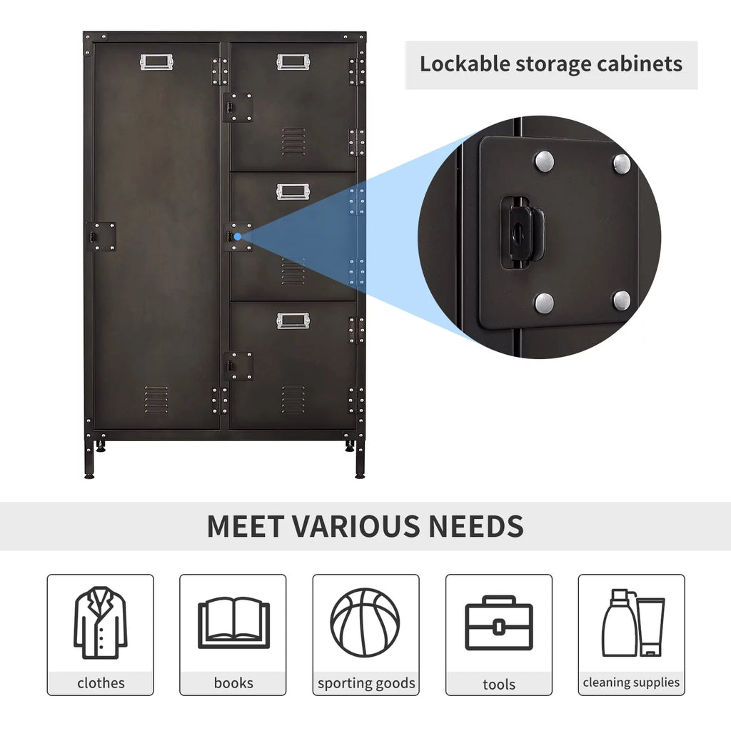 STANI Metal Lockers for Employees,71" Alloy Storage Cabinet with 4 Door Lockable for Office Staff,Home Sundries,Gym,School