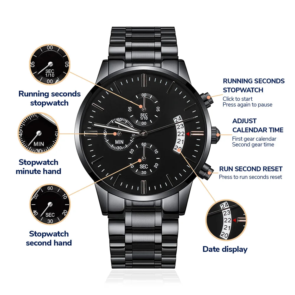 Husband Daddy Protector Hero Engraved Multifunction Analog Corrosion-free Alloy Chronograph Men's Watch W Copper Dial