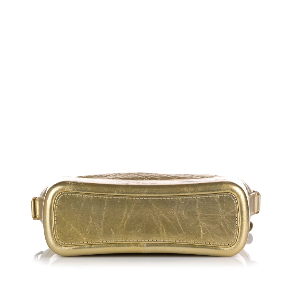 Used Authenticated Chanel Medium Gabrielle Hobo Lambskin Leather Gold Shoulder Bag Unisex (Good)