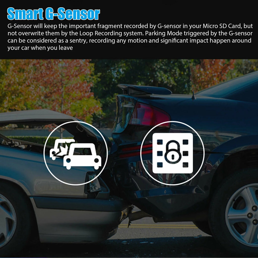 Xhy Car Dual Lens Dash Cam 1080P 4" HD DVR Front/Rear/Built-In Video Camera Driving Recorder G-Sensor, Motion Detection and Parking Monitoring