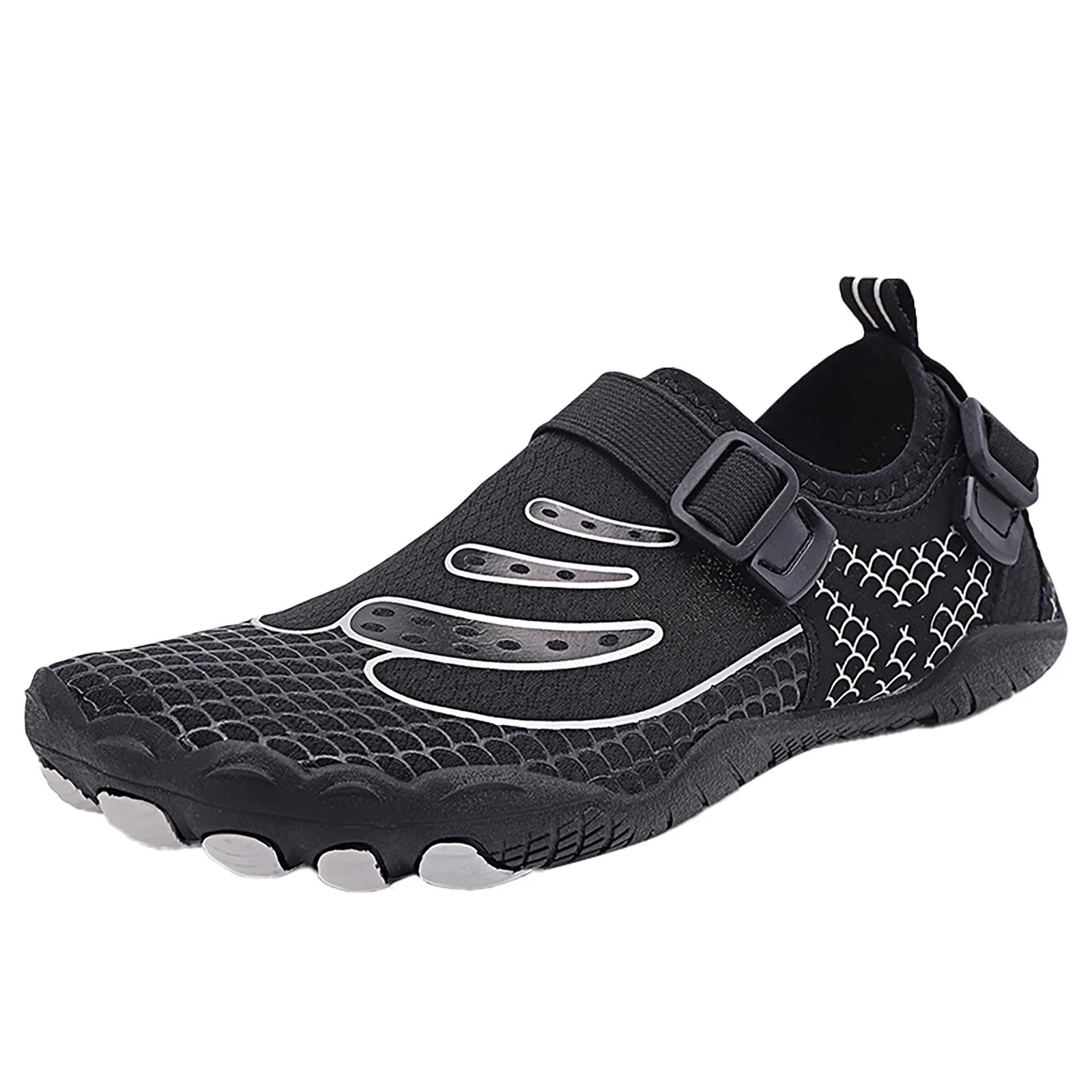 JHLZHS Outdoor Couple Men Waterproof Mountaineering Casual Sport Shoes Buckle Strap Beach Running Breathable Soft Bottom Shoes Black