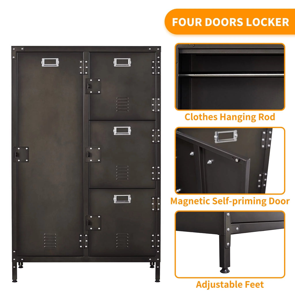 STANI Metal Lockers for Employees,71" Alloy Storage Cabinet with 4 Door Lockable for Office Staff,Home Sundries,Gym,School