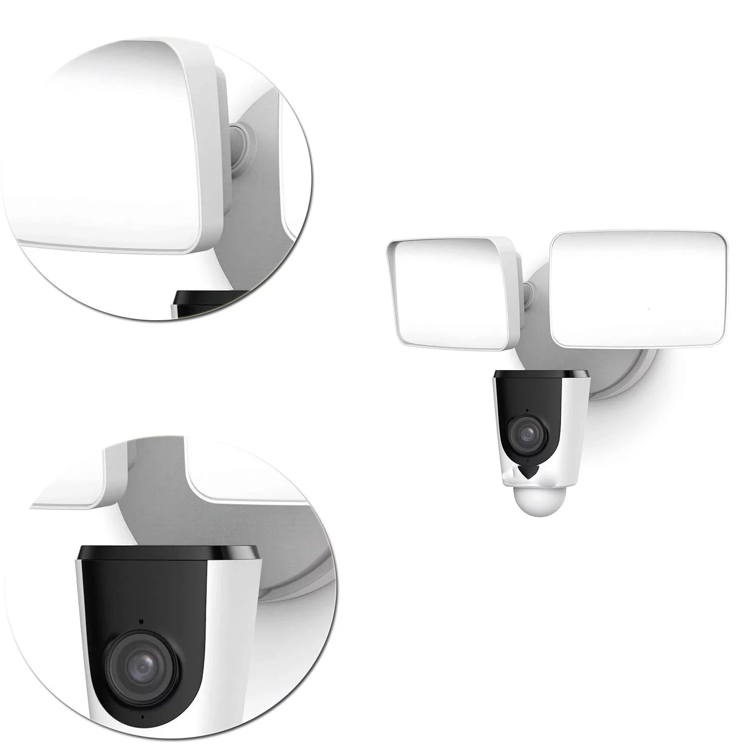 Floodlight Camera, Smart Home 1080P Security Outdoor Camera Wireless WiFi with Flood Light, Built-in Siren Alarm, 114 View, IP65 Waterproof, MicroSD & Cloud Storage,