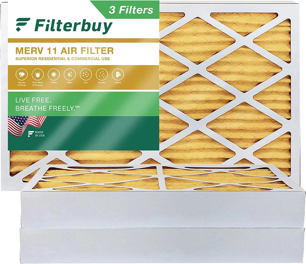 Filterbuy 10x25x4 MERV 11 Pleated HVAC AC Furnace Air Filters (3-Pack)
