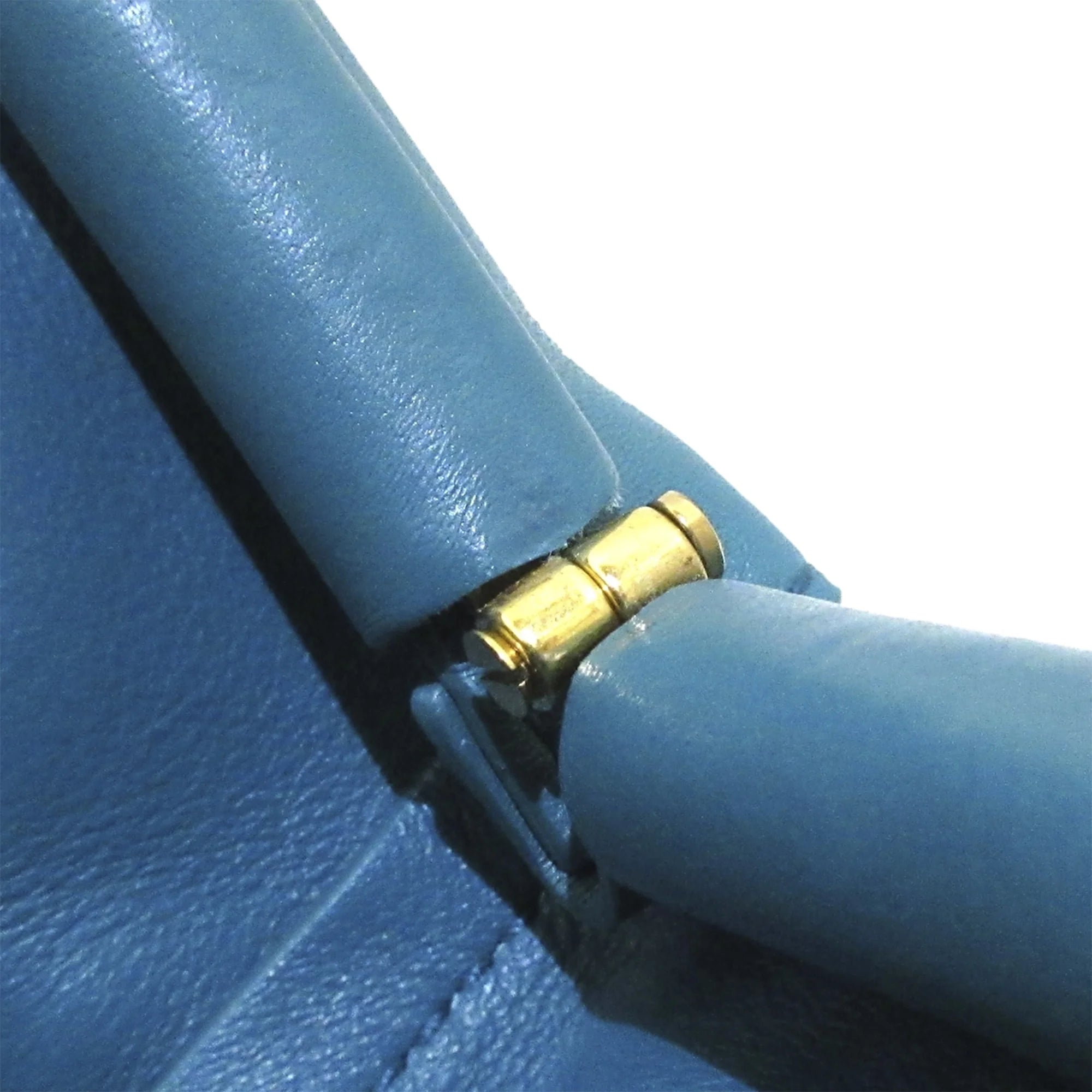 Used Authenticated Bottega Veneta Point Satchel Calf Leather Blue Women (Good)
