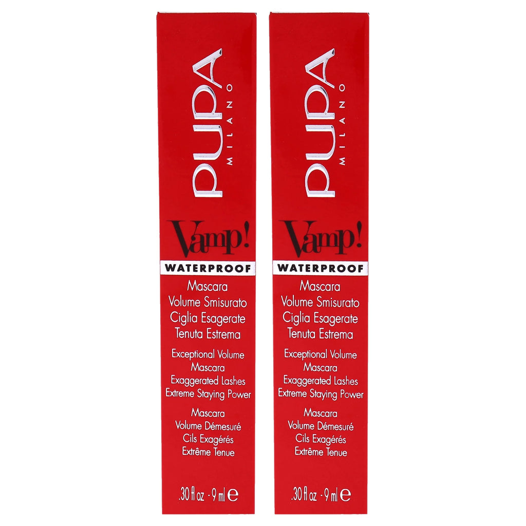 Pupa Milano Vamp! Waterproof Mascara - 001 Extra Black - Pack of 2 - 0.30 oz Mascara