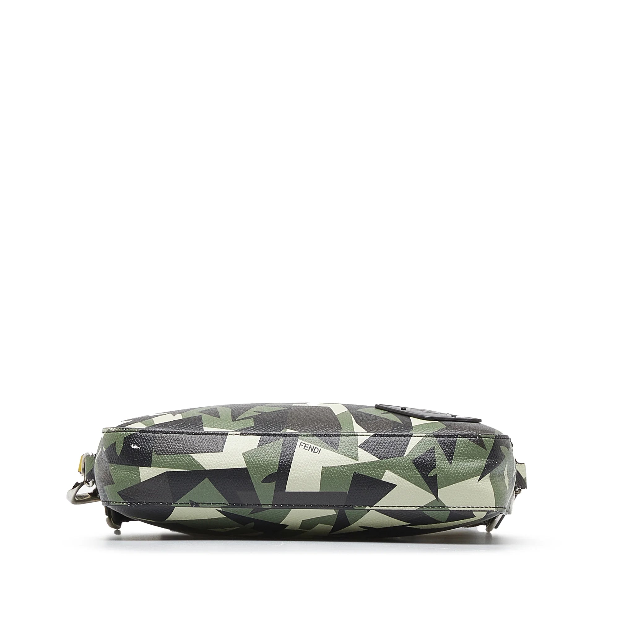 Previously Owned Authenticated Fendi Monster Eyes Camouflage Camera Bag Calf Leather Green Crossbody Bag Unisex (Good)