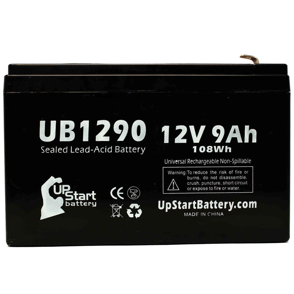 Compatible Dyna Cell WP6.512 Battery - Replacement UB1290 Universal Sealed Lead Acid Battery (12V, 9Ah, 9000mAh, F1 Terminal, AGM, SLA) - Includes TWO F1 to F2 Terminal Adapters