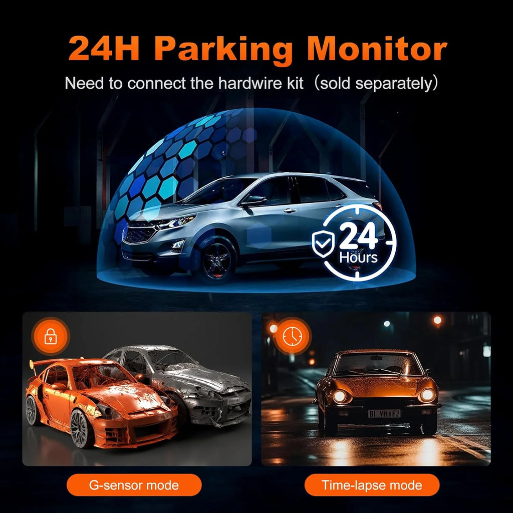 VVCAR R39 3 Channel 5K Dash Cam WiFi GPS with 64GB Card 3.99" IPS Front Inside Rear Car Dashboard Camera Recorder Parking Mode