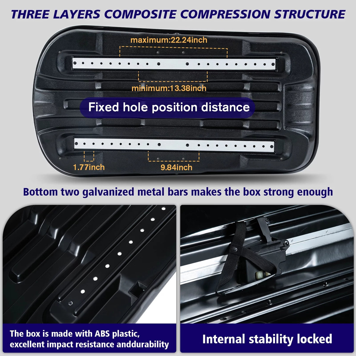 Large Rooftop Cargo Carrier Hard Shell Rooftop Cargo Box with Double Locks, 13 ft³ Waterproof Cargo Box for SUV Rooftop 56.3" L x 30.3" W x 13.8" H, Carbon Fibre Grain