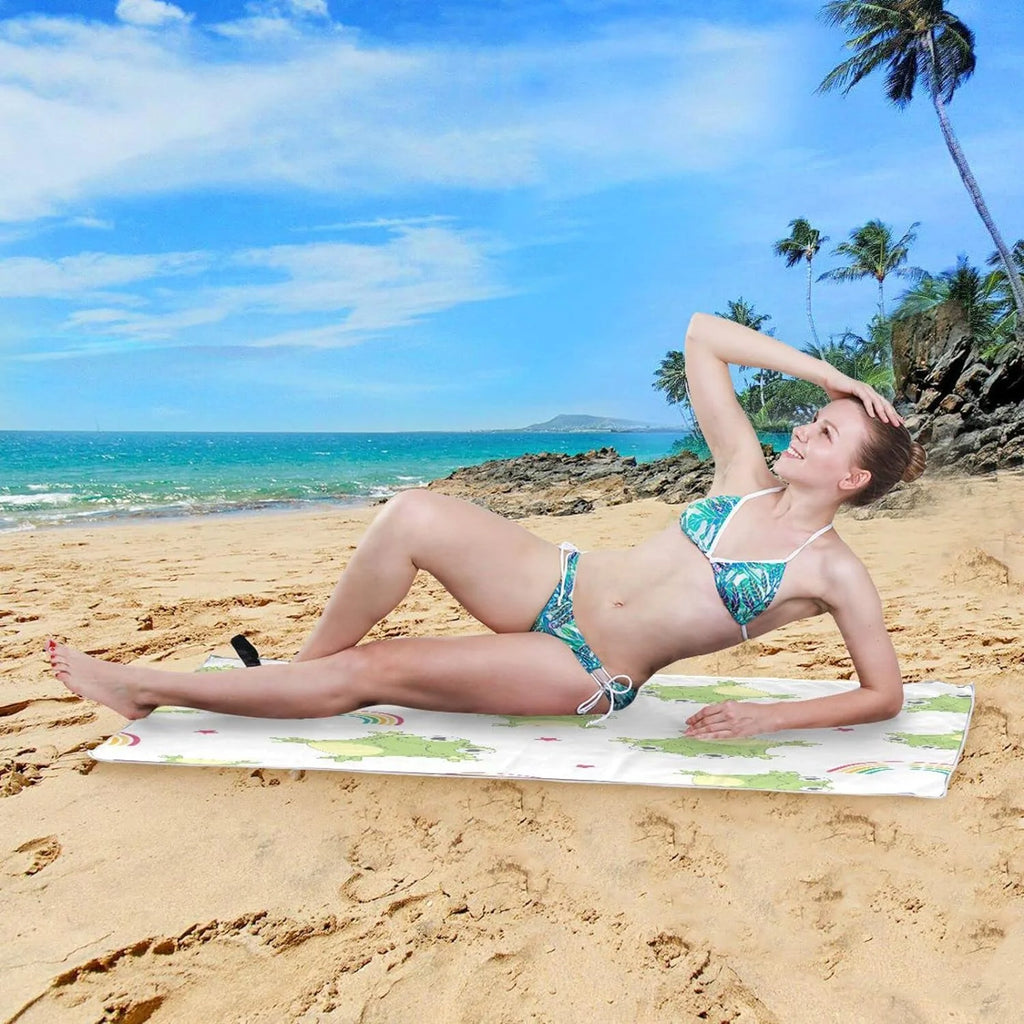 Bestwell Cartoon Frogs Beach Towel Oversized Towel Blanket, Thin Lightweight Microfiber Sand Free Quick Dry Towel, 31”X71” Multipurpose Pool Bath Yoga Swim Shower Towel