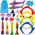 Playoza Summer Pool Diving Swimming Toys for Kids,Fun Swim Games Set, Underwater Dive Gifts with Storage Bag,20 Pack Swimming Pool Toys Swim Learning & Diving Skill Development for Boys Girls