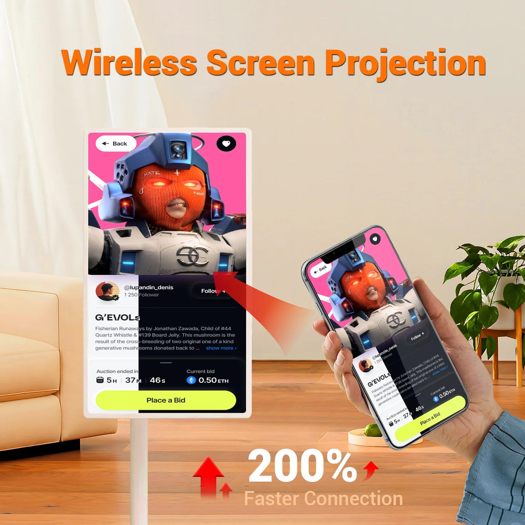 JYXOIHUB 22 inch StandbyMe 1080p Portable Touch Screen Televisions, Wireless TV on Wheels