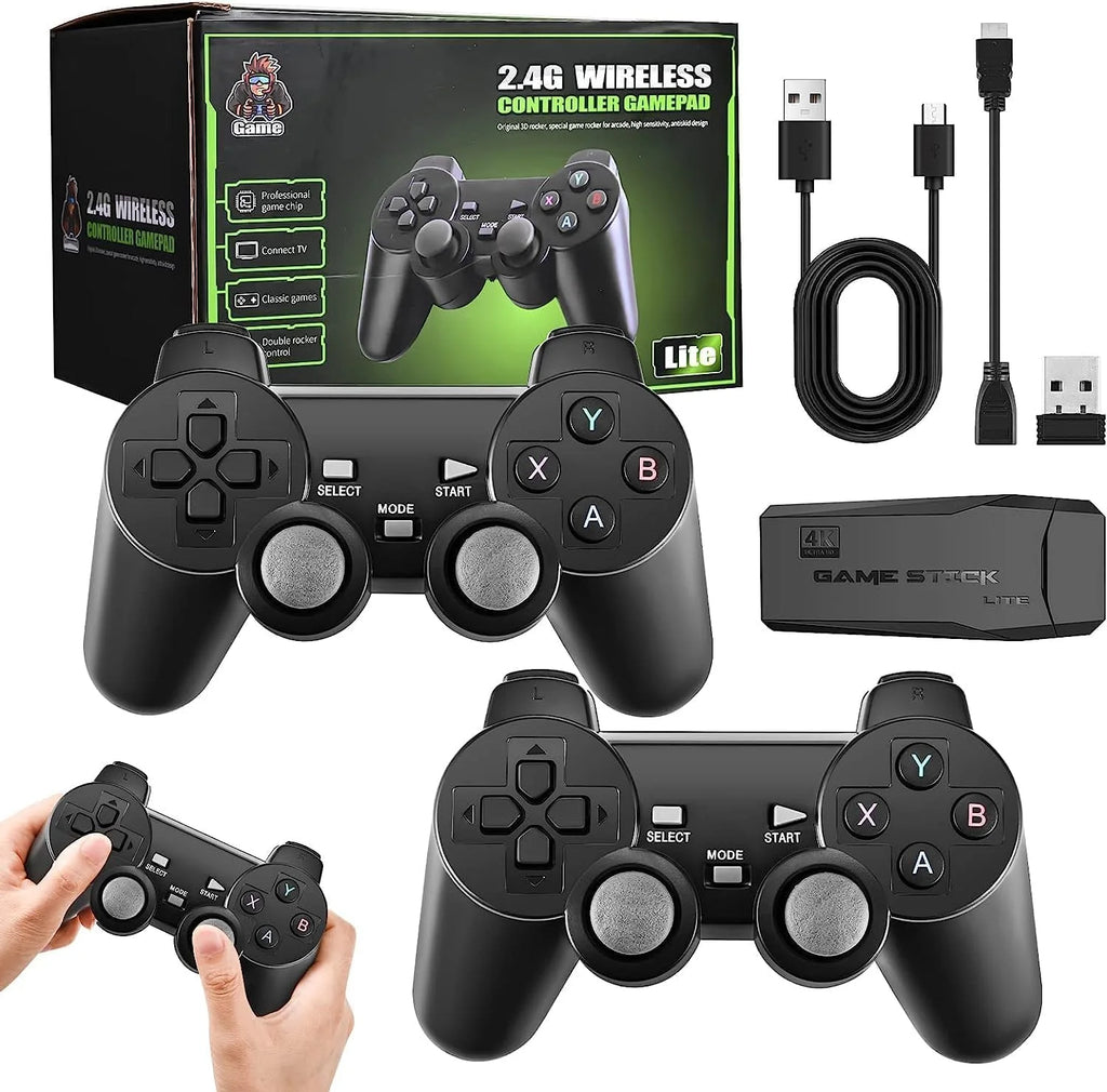 Retro Game Stick - Revisit Classic Games,Retro Game Console with Built in Games,20,000+ Games,9 Classic Emulators,4K HD Output and Dual 2.4G Wireless Controllers (64G)
