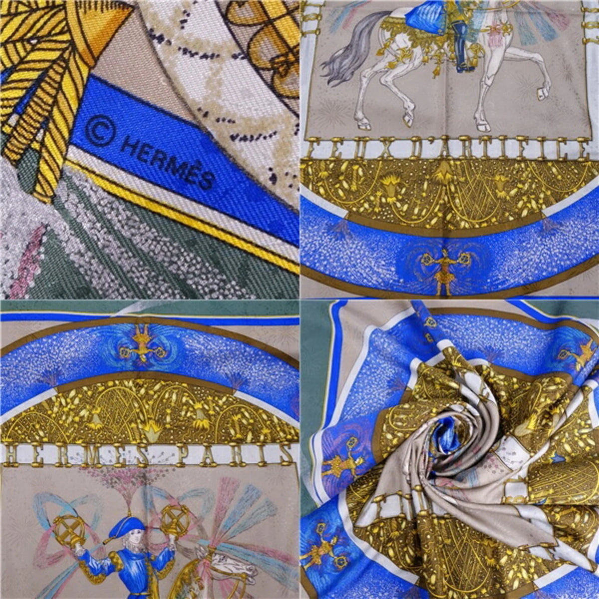 Used HERMES Scarf Muffler Carre90 FEUX D'ARTIFICE Fireworks Silk For Her Multicolor (Good)