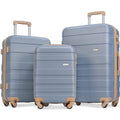 Luggage Sets New Model Expandable ABS Hardshell 3pcs Clearance Luggage Hardside Lightweight Durable Suitcase sets Spinner Wheels Suitcase with TSA Lock 20''24''28''( Light Blue)