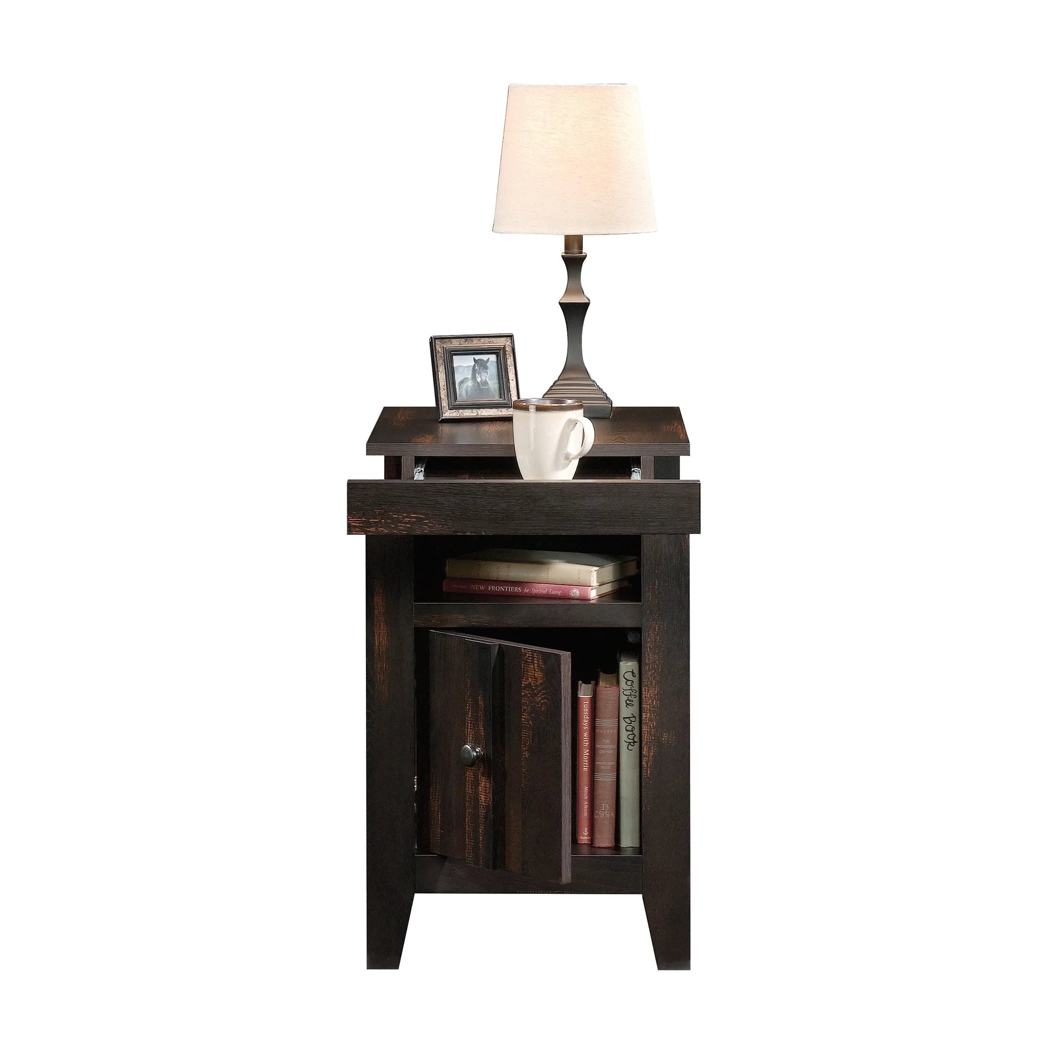 Sauder Dakota Pass End Table, Char Pine Finish