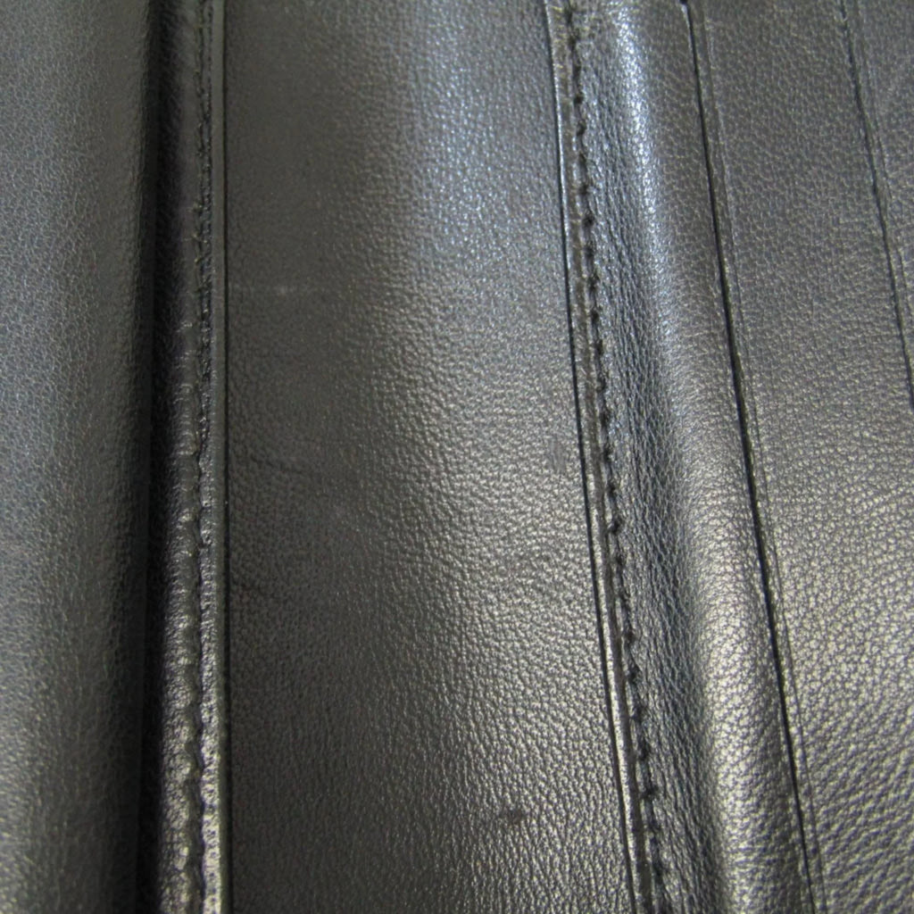 Used Chanel Chocolate Bar For Her Leather Middle Wallet (bi-fold) Black (Good)