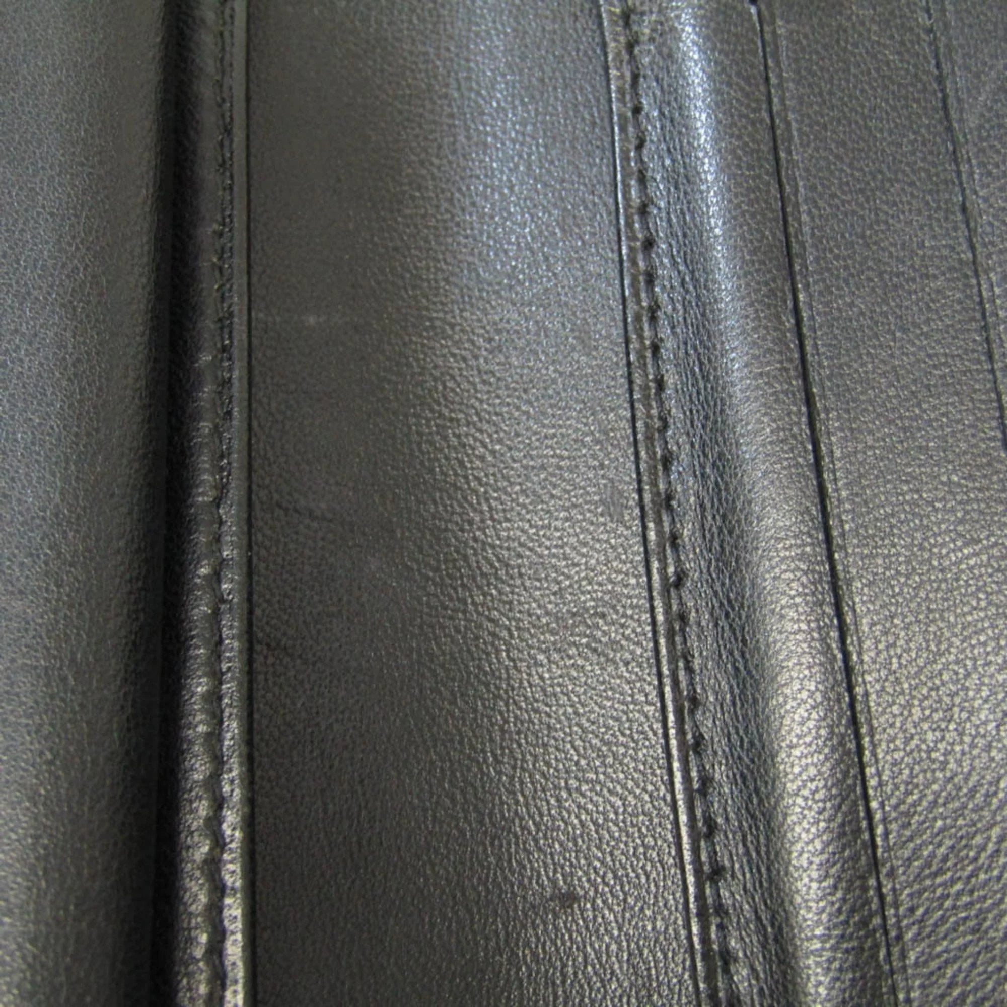 Used Chanel Chocolate Bar For Her Leather Middle Wallet (bi-fold) Black (Good)