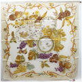 Used Salvatore Ferragamo Viscose x Silk Scarf Muffler Fruit Pattern Cream For Her (Good)