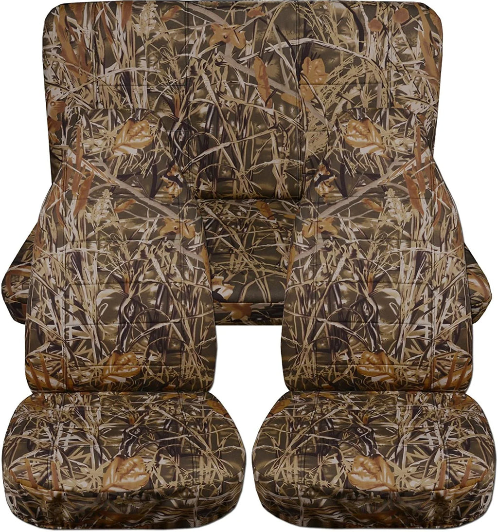 T407-Designcovers Compatible with 2003-2006 Jeep wrangler LJ Camo 2door Seat Covers:Wetland Camouflage - Full Set Front&Rear Front&Rear