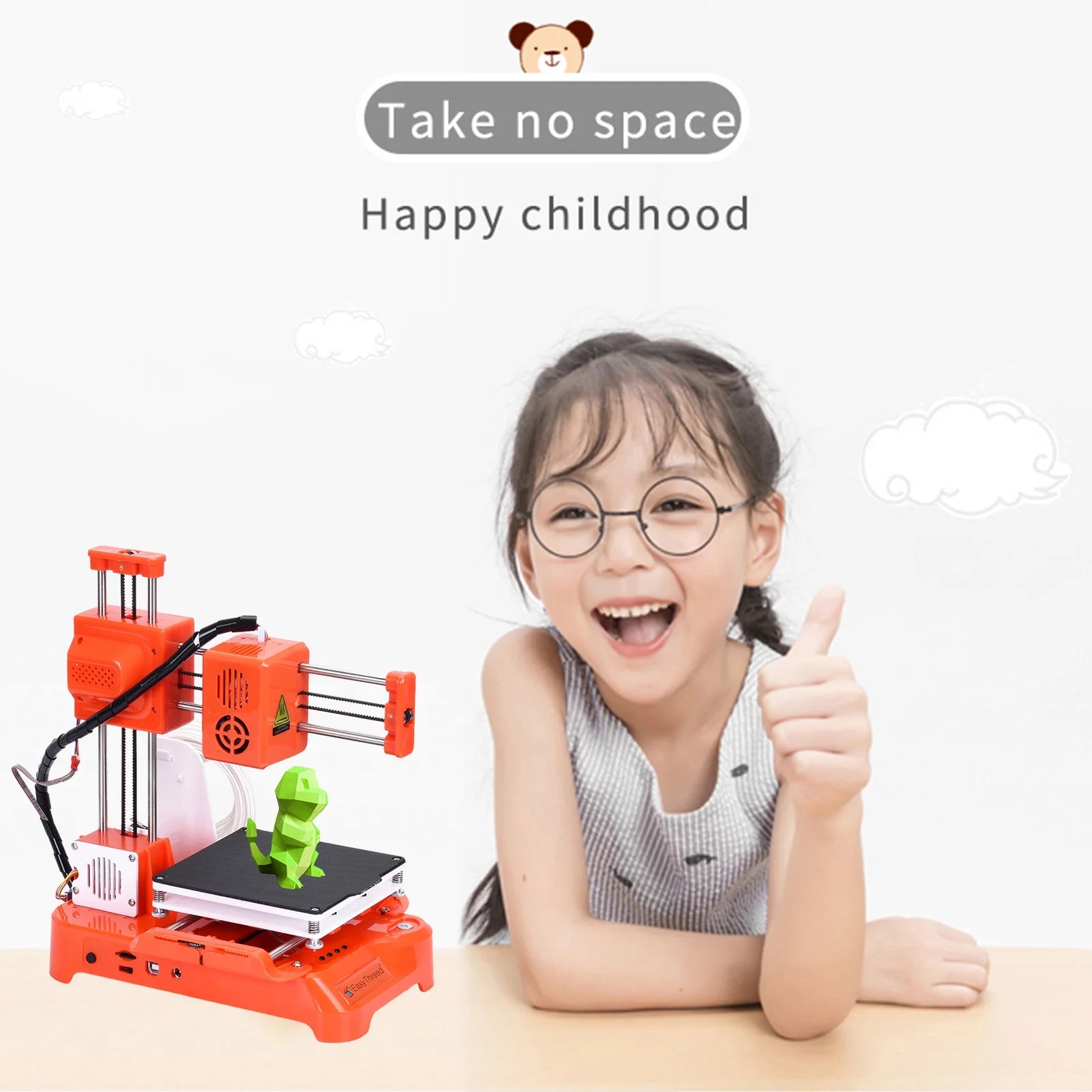 Tomshoo 3D Printer,Print Size Heated Bed One-key Printer 100x100x100mm Print Printer Kids 3d Pla Sample One-key With Tf And Education No Heated Bed With Tf Pla One-key Kids And Nebublu K7