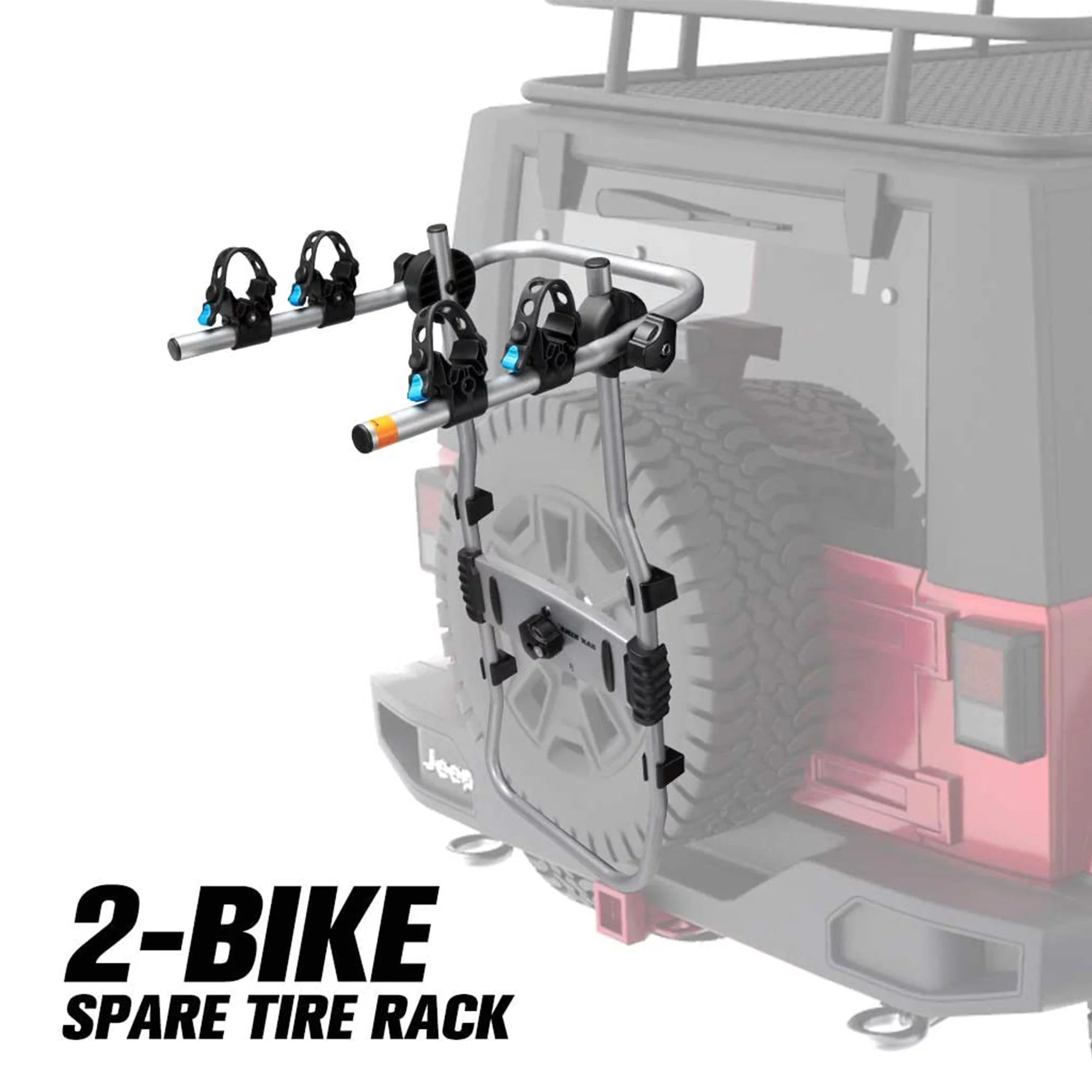 Fieryred 2 Bike Bolt On Spare Tire Rack w/ 75 Pound Capacity, Black