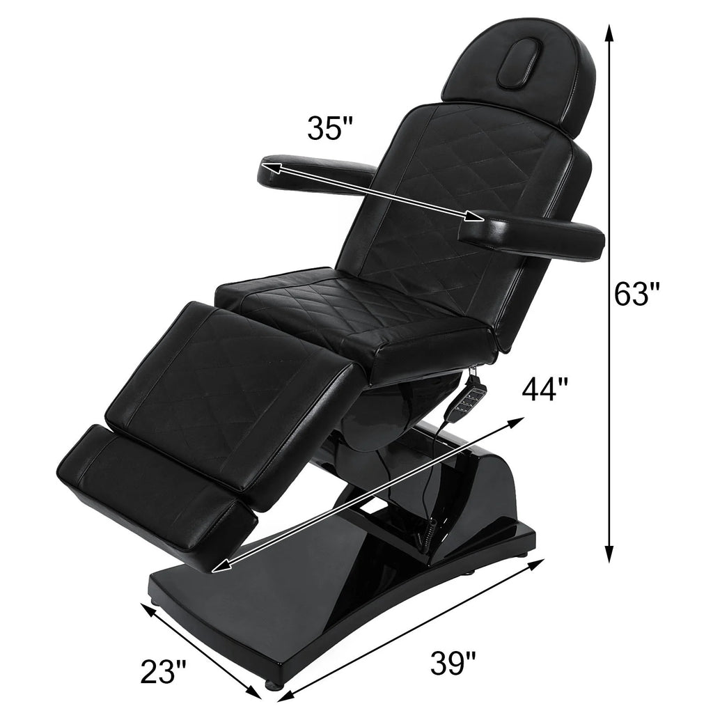 VEVOR 4 Motors Electric Facial Chair Full Electrical Massage Table Dental Bed Aesthetic Adjustable Reclining Chair for Podiatry Tattoo Spa Salon All Purpose Bed Chair (Black)