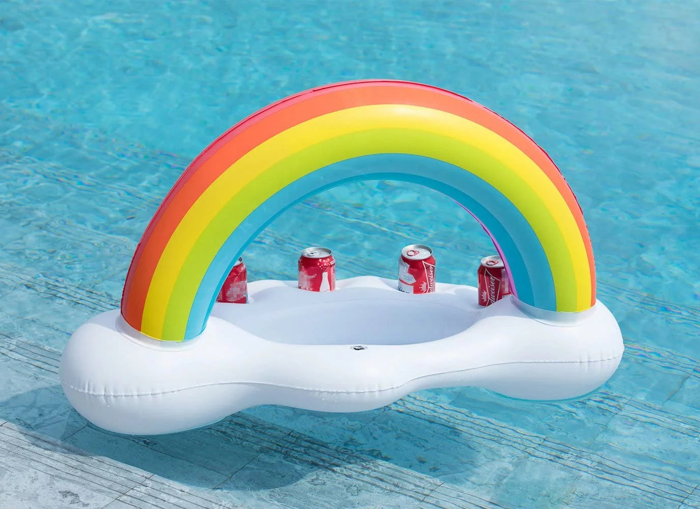 lnflatable Rainbow Cloud Drink Float, Large Capacity Pool Cooler Drink Holder Floating Beverage Salad Fruit Serving Bar Pool Float Party