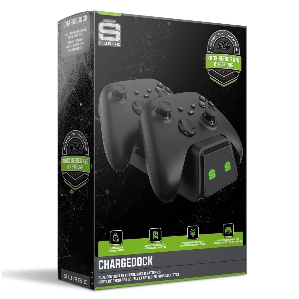 Microsoft Xbox Series S 512GB Digital Console with Extra Wireless Controller - Carbon Black - Surge CHARGEDOCK Dual Charge Base and Powerpack Battery/Charge Cable Bundle with Microfiber Cleaning Cloth