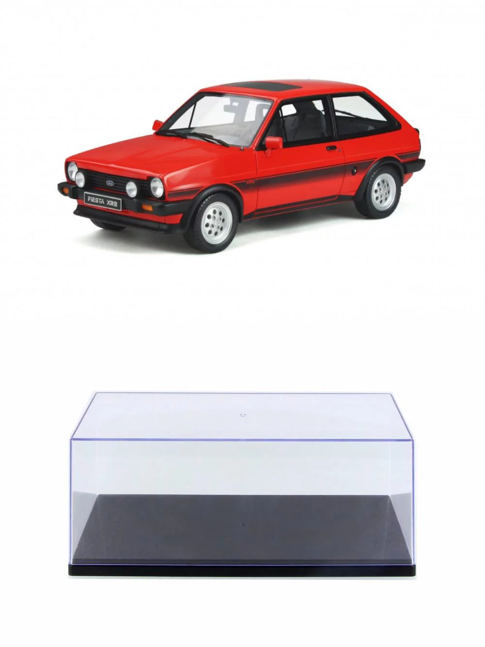 Diecast Car w/Display Case - 1981 Ford Fiesta Mk.1 XR2, Sunburst Red - Ottomobile OT848 - 1/18 scale Resin Model Toy Car