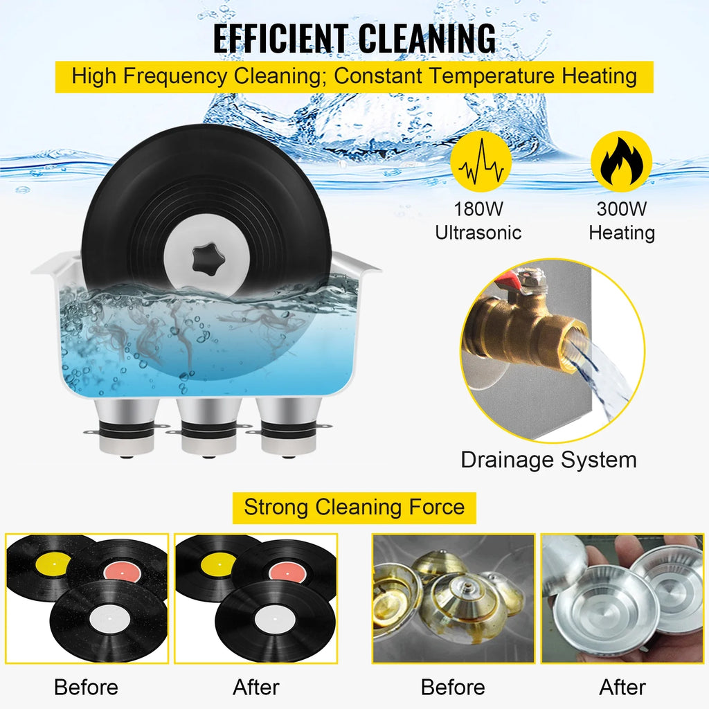 BENTISM Ultrasonic Vinyl Record Cleaner Vinyl Ultrasonic Cleaning Machine 6L Knob