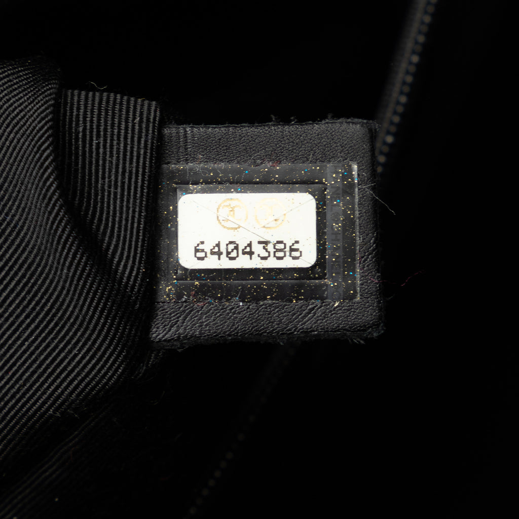 Used Authenticated Chanel CC Wild Stitch Handbag Lambskin Leather Black Top HandleBag Unisex (Good)