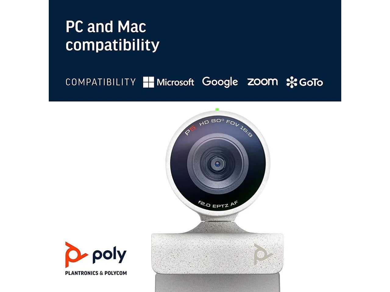 Poly - Studio P5 Webcam with Blackwire 3325 Headset Kit (Plantronics + Polycom) - 1080p HD Professional Video Conferencing Camera & Stereo Audio Wired Headset USB-A - Certified for Zoom & Teams