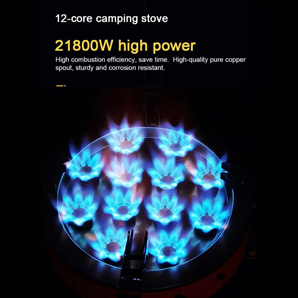 ZYZY 12-Core Camping Stove, Windproof and High-Power Gases Stove - Outdoor Furnace for Camping