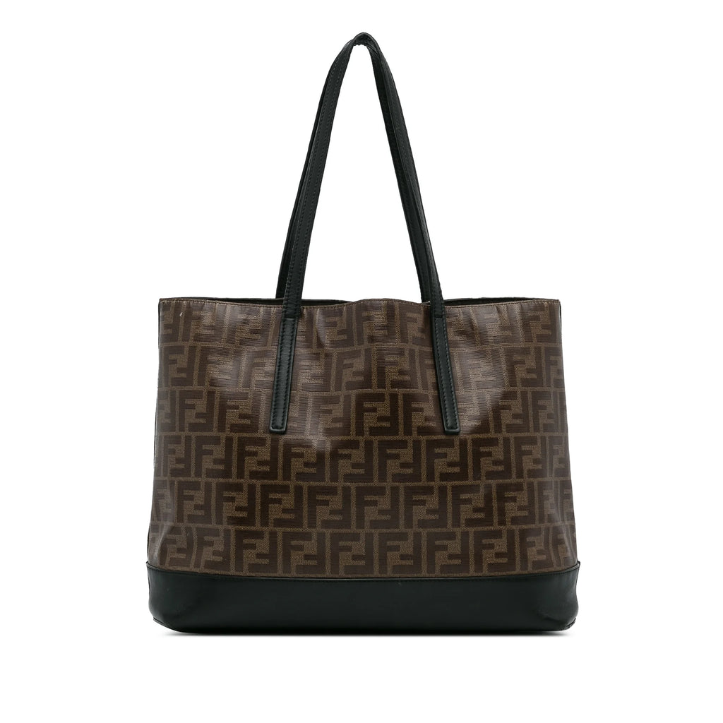Used Authenticated Fendi Zucca Tote Bag Coated Canvas Fabric Brown Unisex (Good)