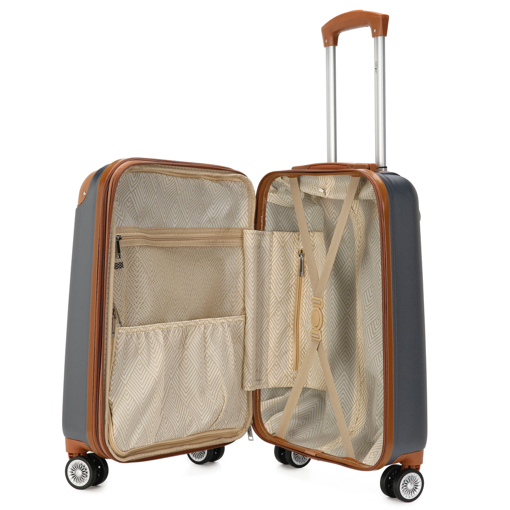 Miami CarryOn Collins 3 Piece Expandable Retro Spinner Luggage Set (Grey)