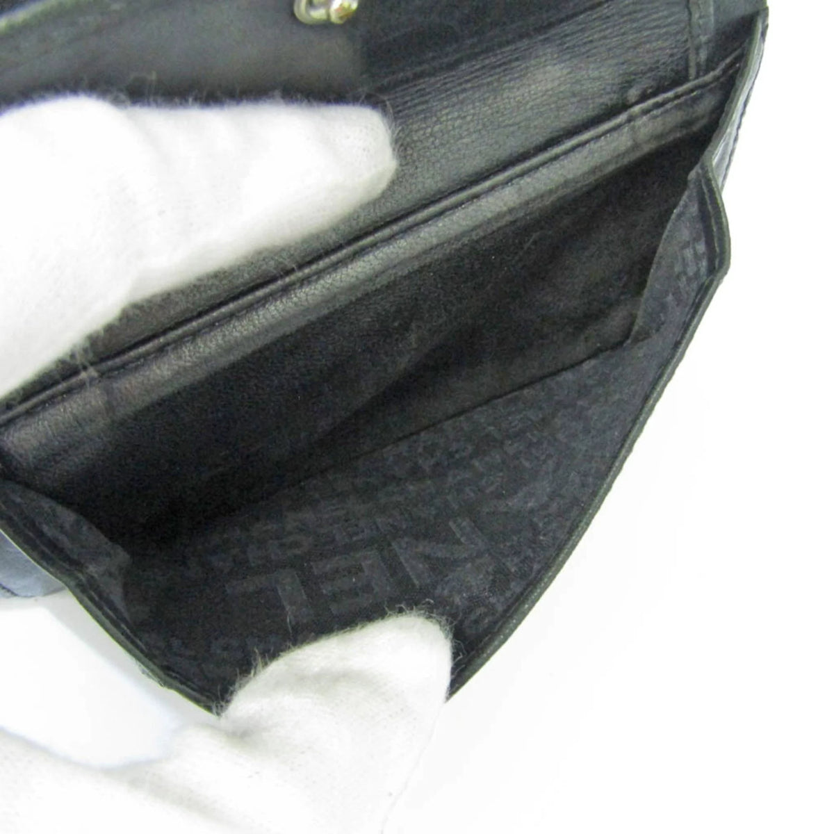 Used Chanel Chocolate Bar For Her Leather Middle Wallet (bi-fold) Black (Good)