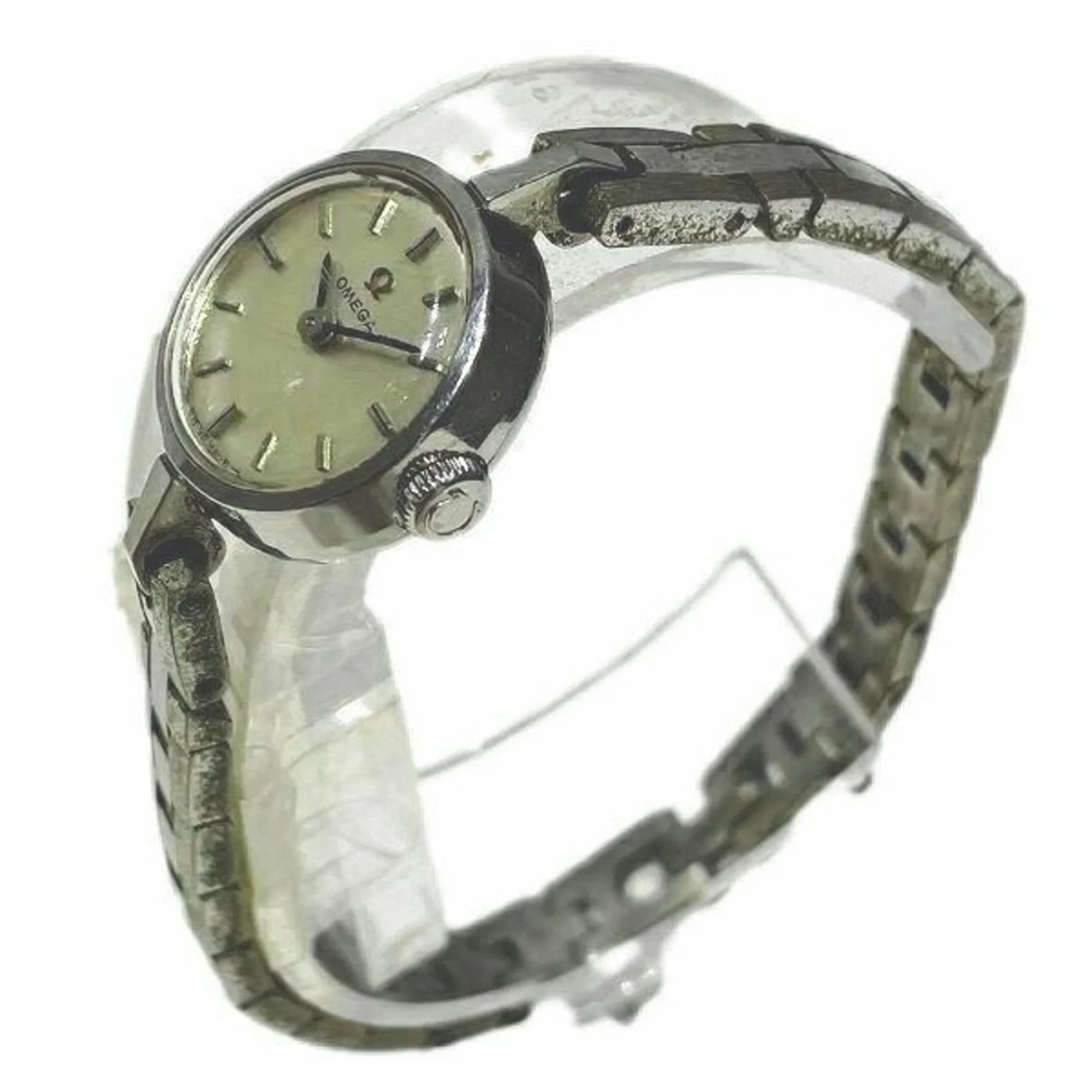 Previously Owned Omega manual winding watch silver dial ladies (Fair)